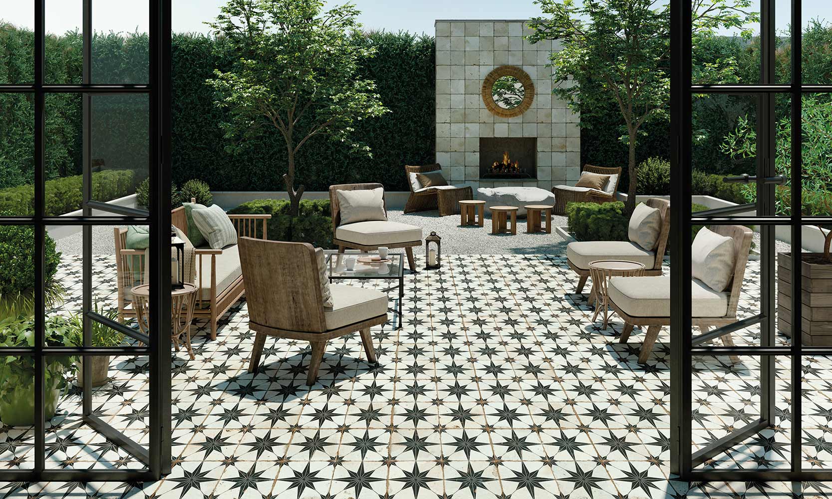 Porcelain floor tiles.