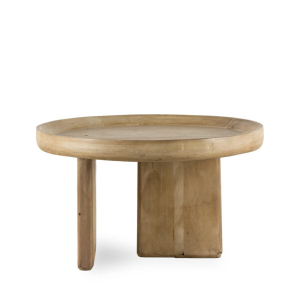 Wooden round coffee table.