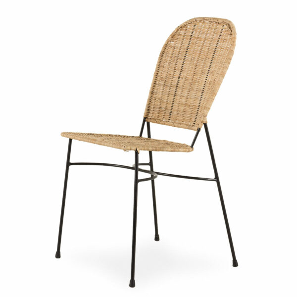 Natural rattan dining chair.