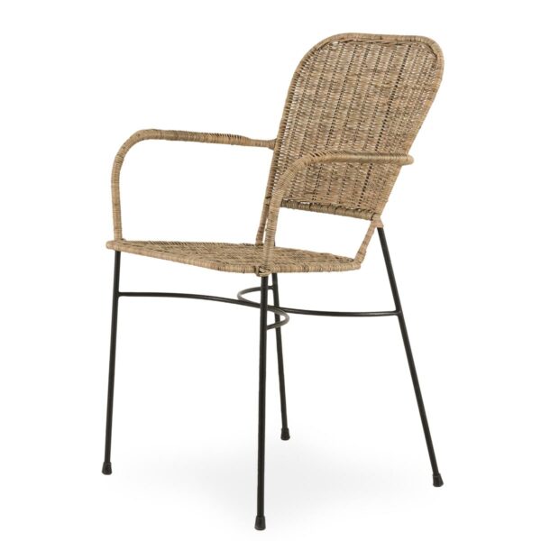 Natural rattan dining chairs.