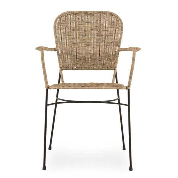 Rattan dining chairs.
