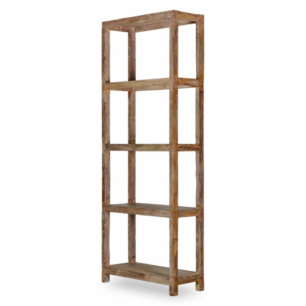 Tall narrow shelving unit.