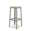 Green outdoor high stools.