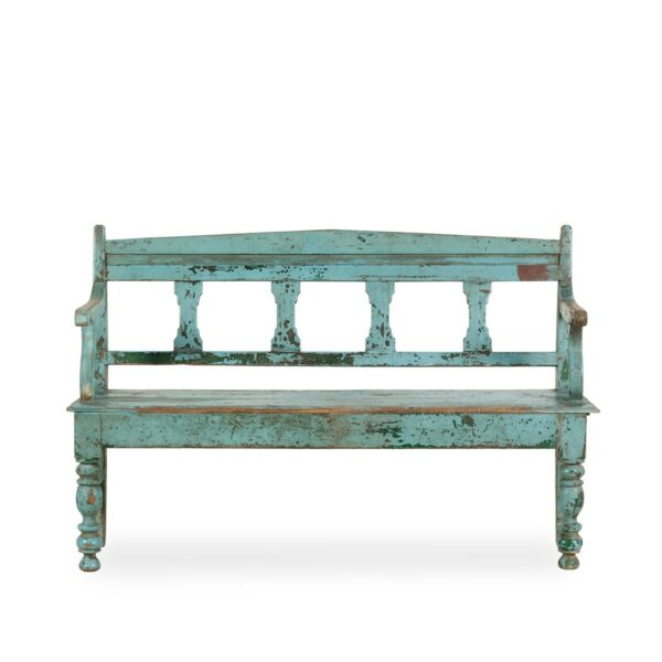 Old blue bench.