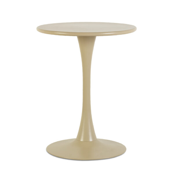 Outdoor table with pedestal leg.
