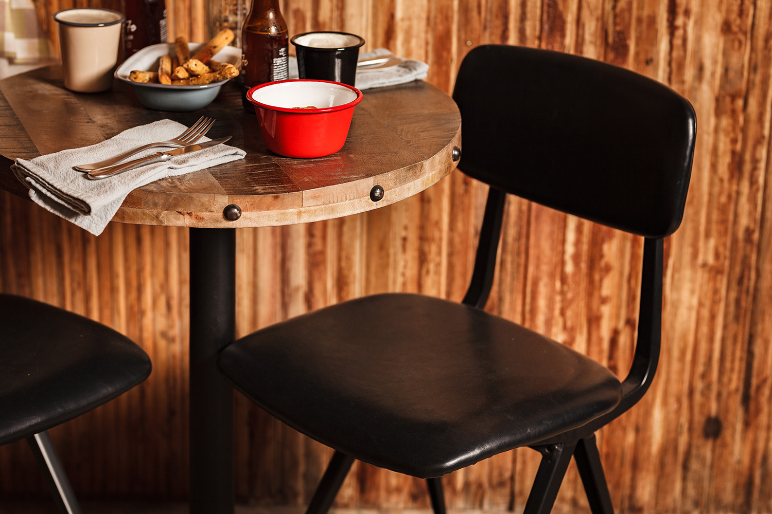 Tables and chairs for bar.