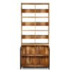 Wood shelving with doors.