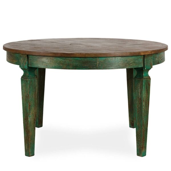 Table ronde en bois.
