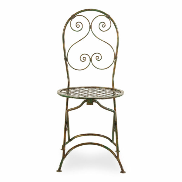 Wrought iron chair.