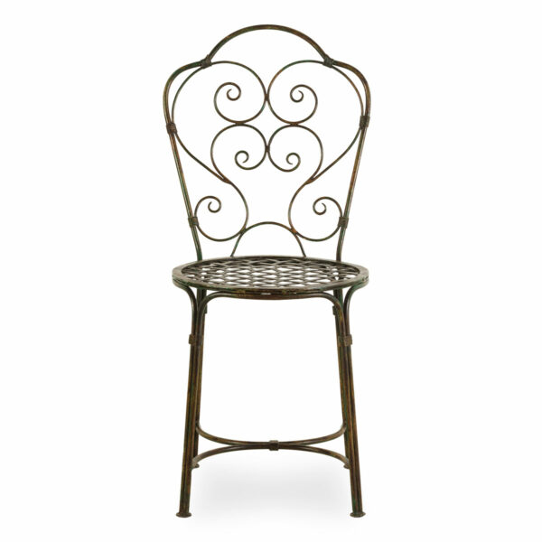 Wrought iron chairs.