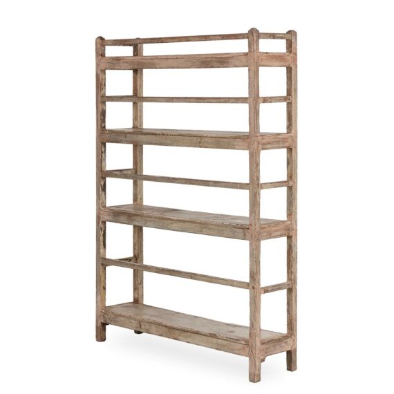 Antique wood shelving.