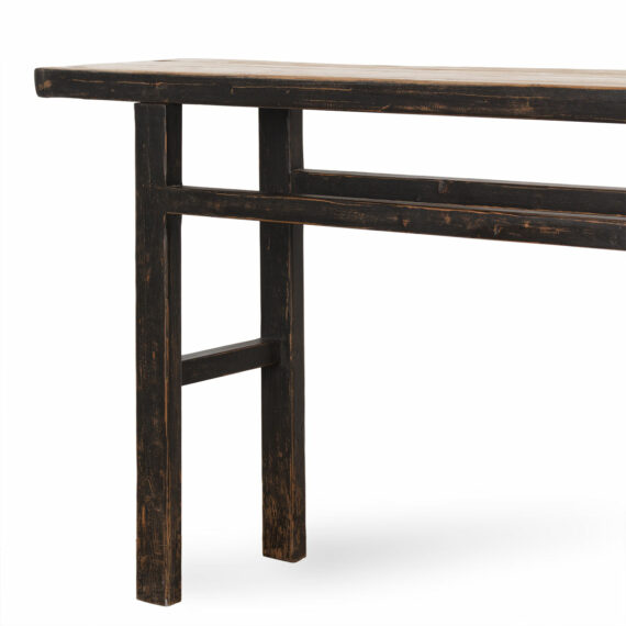 Rustic wooden console tables.