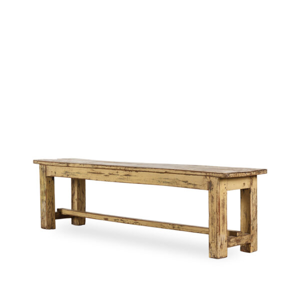 Second-hand wooden benches.