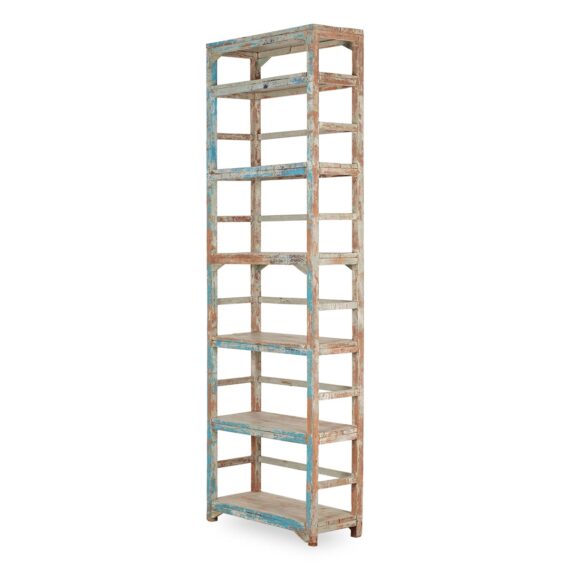 Antique wooden shelving.