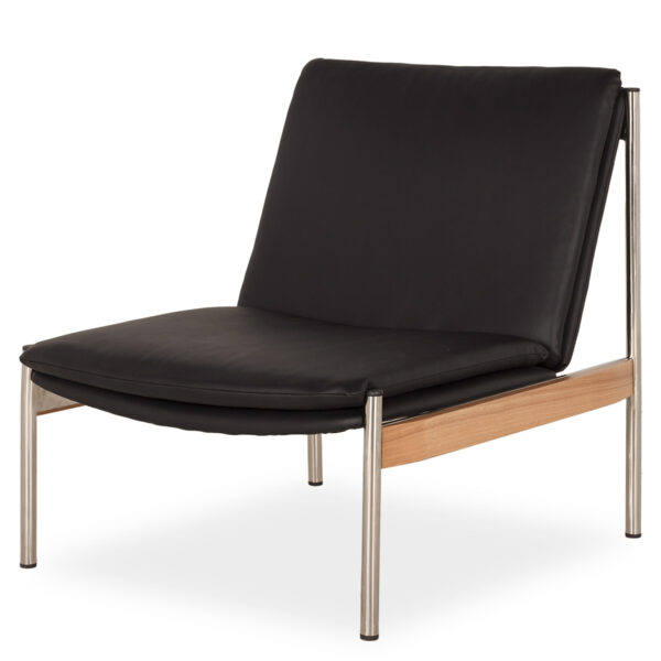 Black leatherette armchair.