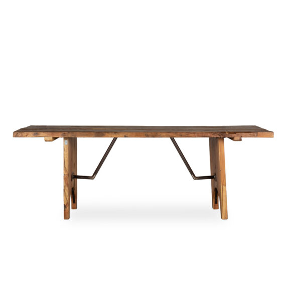 Natural wooden tables.