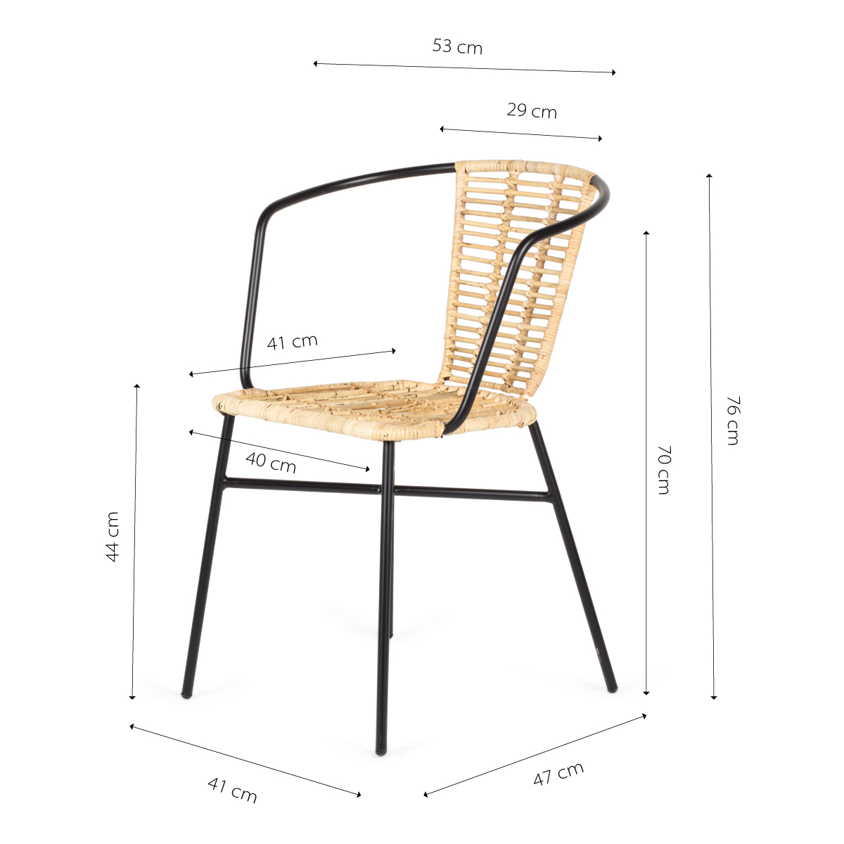 Rattan cafeteria chairs.