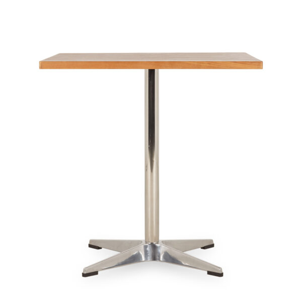 Wood and metal table.